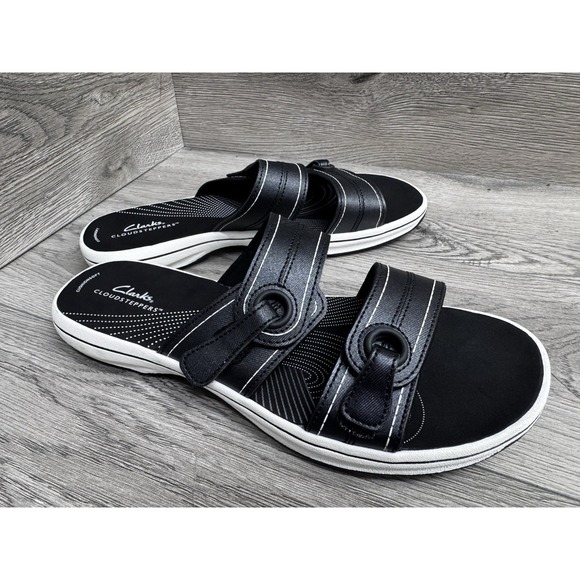 Clarks Cloud Steppers Women's Breeze Sea Black Flip Flops Size Sandals 6.5 NWOT - Picture 3 of 7